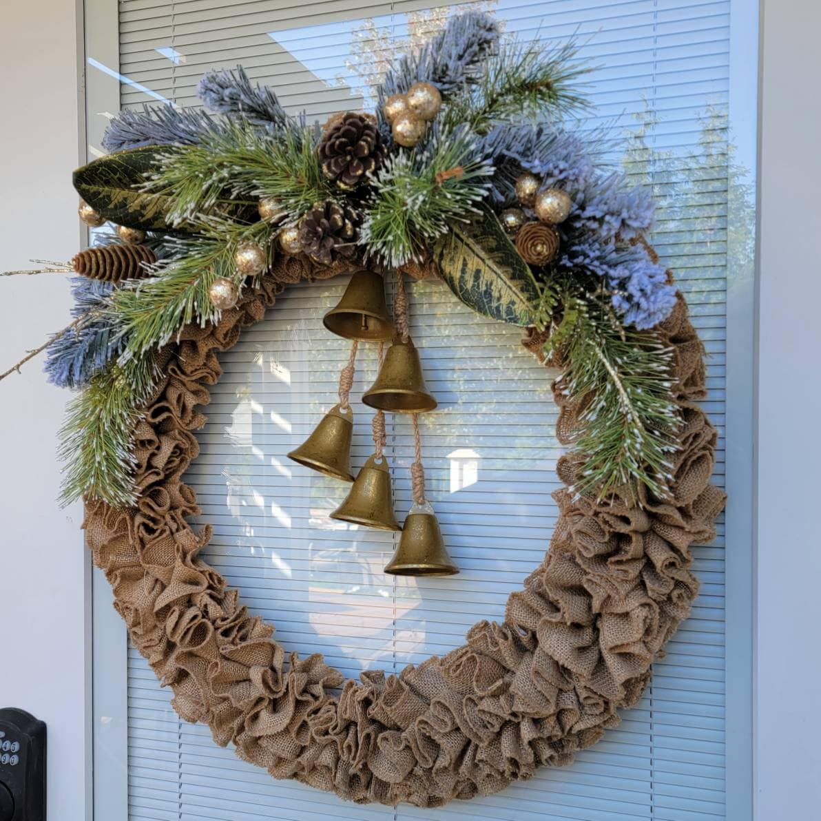 Christmas Wreath For Front Door, Double Door Wreaths, Outside Porch Decor, Outdoor Winter Holiday Decoration, Farmhouse Burlap Wreath, Gift