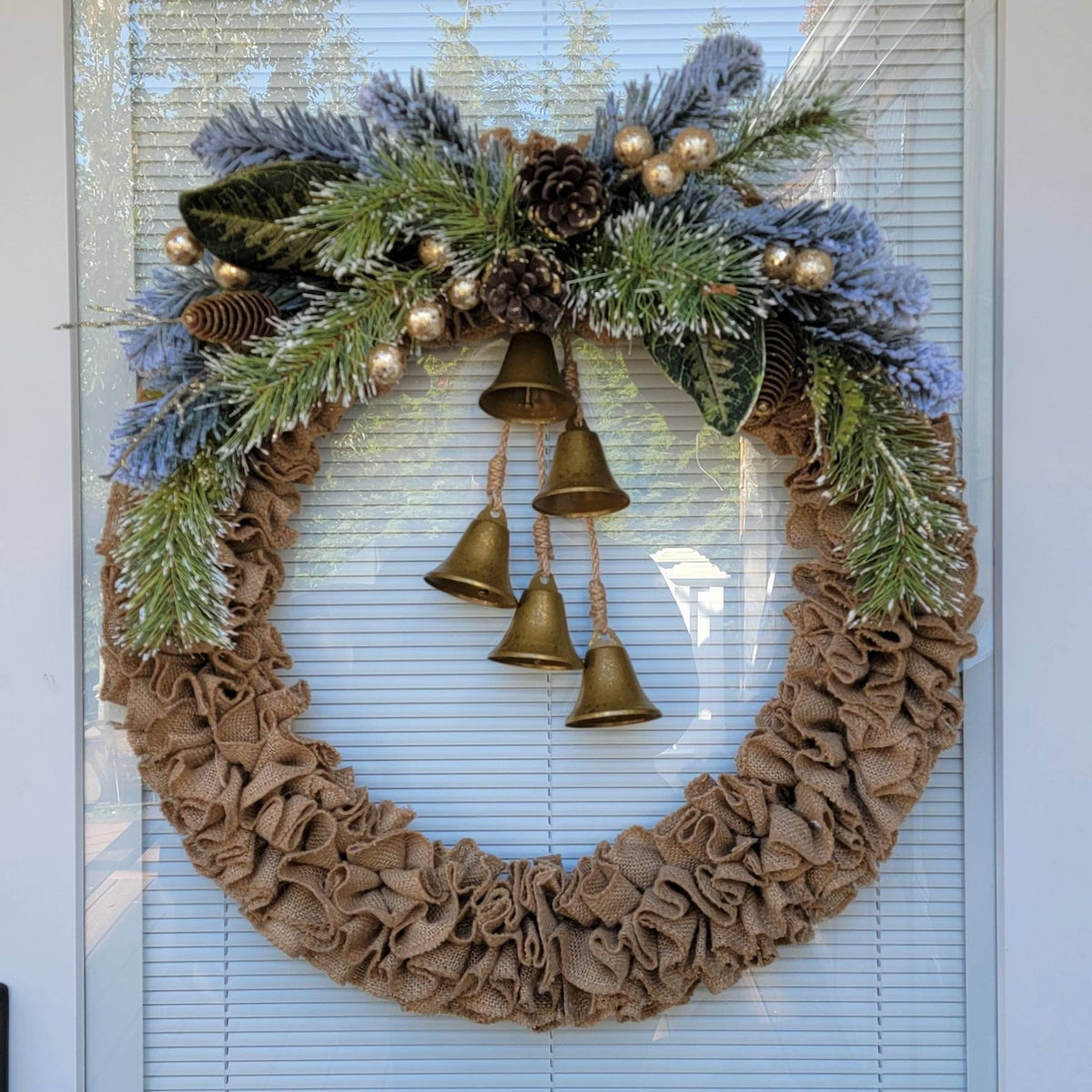 Christmas Wreath For Front Door, Double Door Wreaths, Outside Porch Decor, Outdoor Winter Holiday Decoration, Farmhouse Burlap Wreath, Gift