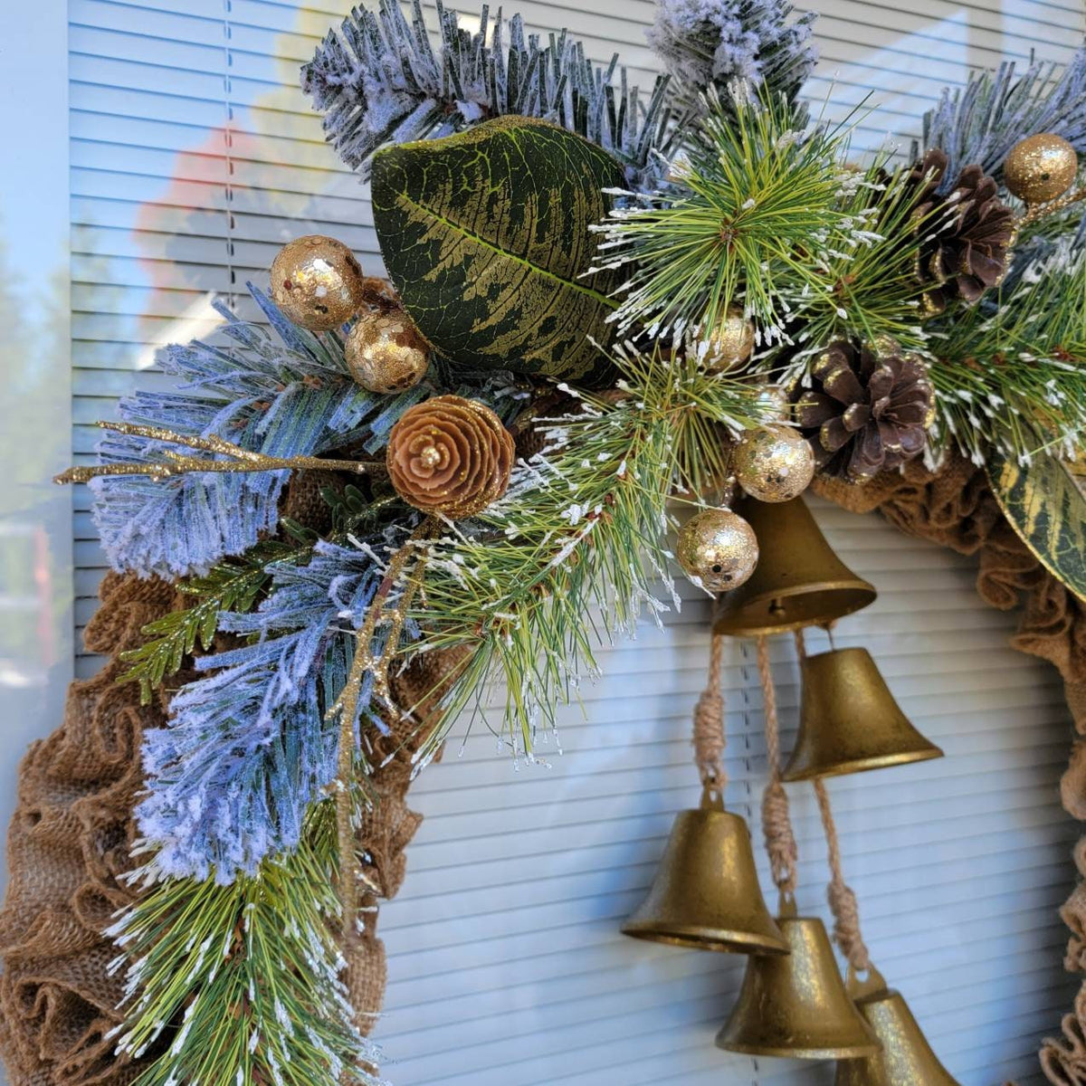 Christmas Wreath For Front Door, Double Door Wreaths, Outside Porch Decor, Outdoor Winter Holiday Decoration, Farmhouse Burlap Wreath, Gift