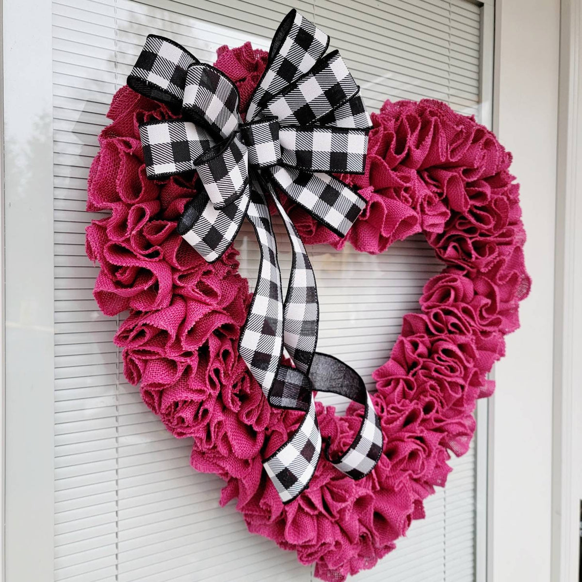 22" Valentines Day Wreath For Front Door Double Door Indoor Outdoor Vday Decor Large Pink Burlap Heart Shaped Hanger Gift For Her Home