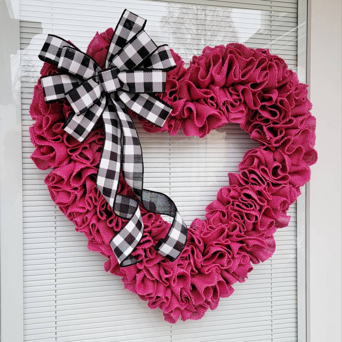 22" Valentines Day Wreath For Front Door Double Door Indoor Outdoor Vday Decor Large Pink Burlap Heart Shaped Hanger Gift For Her Home