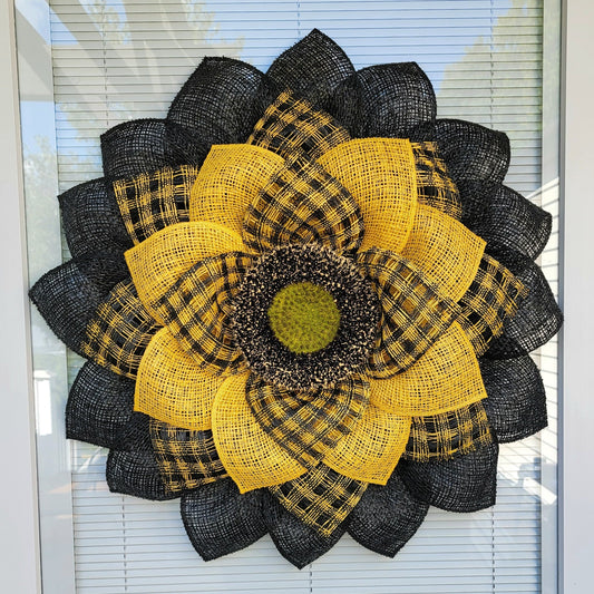 Sunflower Front Door Burlap Wreath For Indoor Outdoor Fall Seasonal Porch Decor Autumn Home Decoration Harvest Flower Thanksgiving Gift Idea