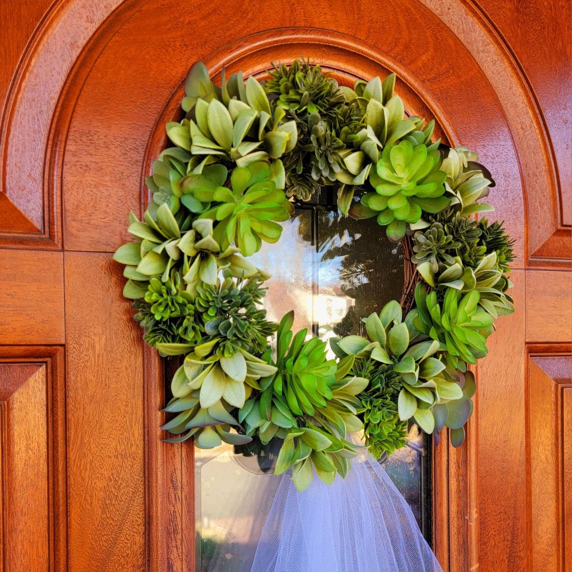 Succulent Front Door Wreath With Removable Veil For Bridal Shower Decor Wedding Day Decoration Bride To Be Hanger Home Gift