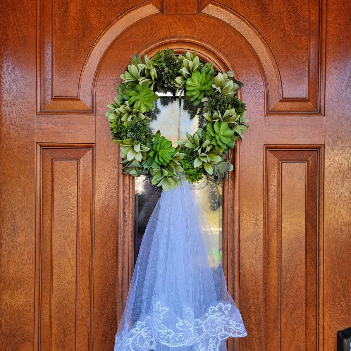 Succulent Front Door Wreath With Removable Veil For Bridal Shower Decor Wedding Day Decoration Bride To Be Hanger Home Gift