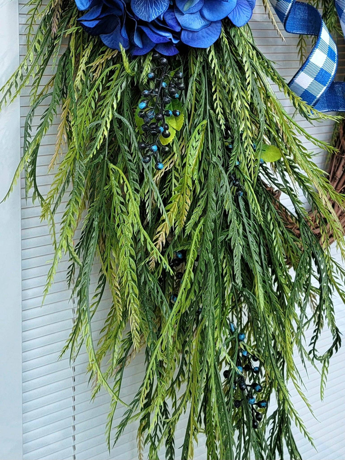 Spring Summer Wreath For Front Door Outdoor Porch Decor, Hydrangea Wreath, Rustic Farmhouse Wreath, Hostess Gift Idea