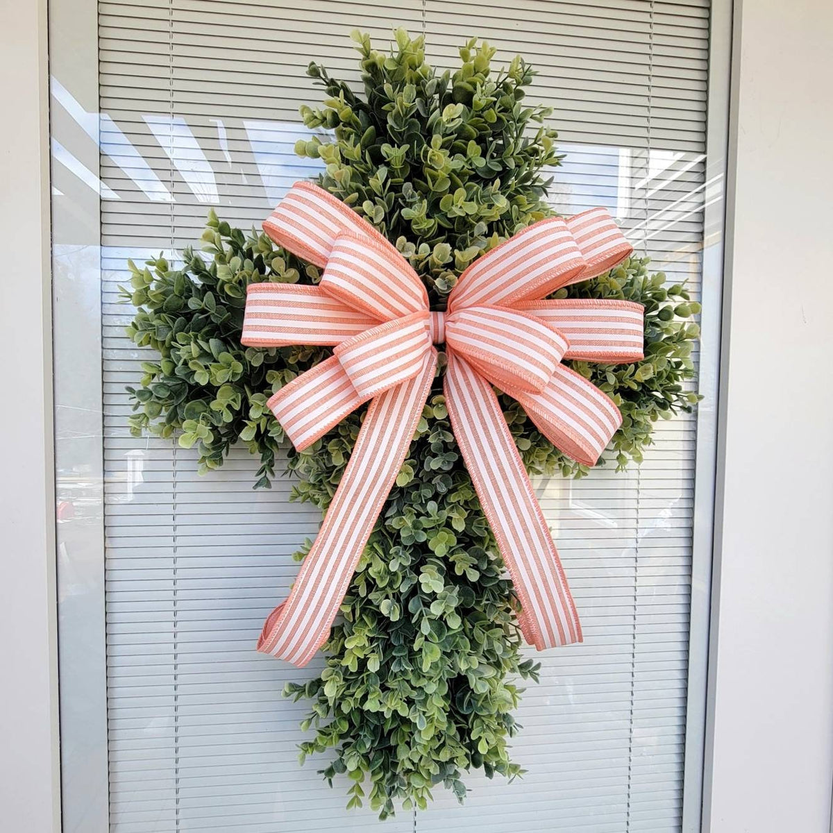 EASTER CROSS WREATH For Front Door, Double Door Wreaths, Memorial, Year Round, Religious Wall Decor, Christian Church, Christianity Gift