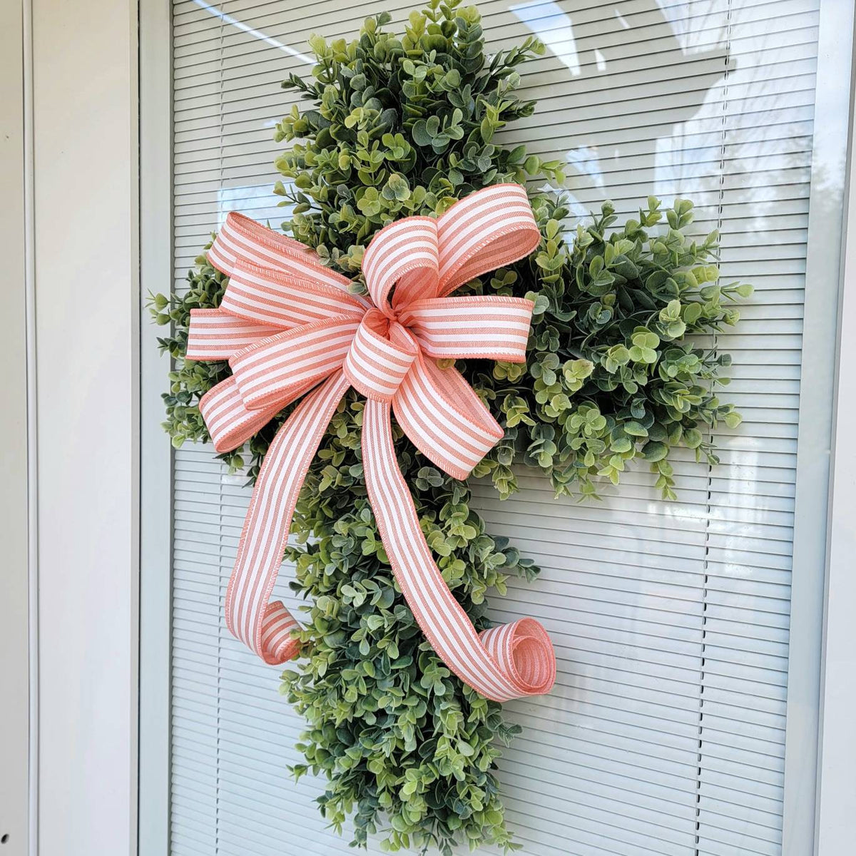 EASTER CROSS WREATH For Front Door, Double Door Wreaths, Memorial, Year Round, Religious Wall Decor, Christian Church, Christianity Gift