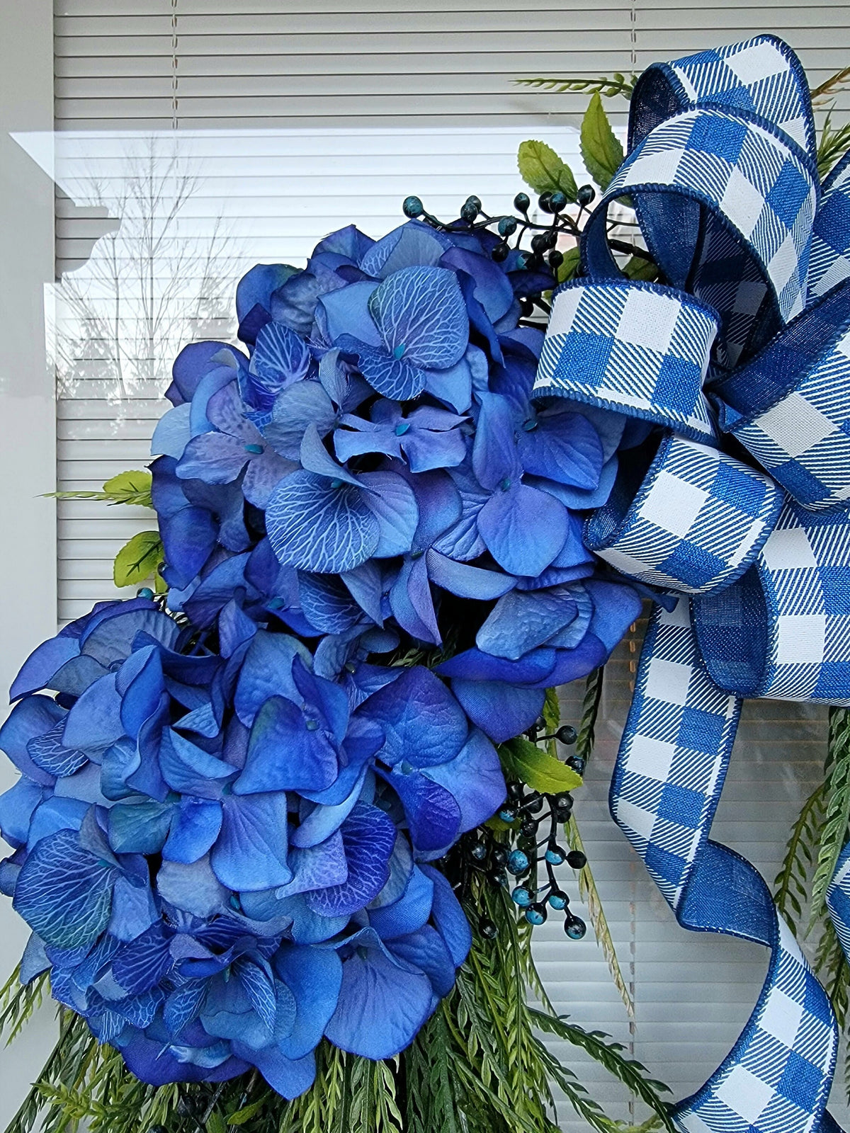 Spring Summer Wreath For Front Door Outdoor Porch Decor, Hydrangea Wreath, Rustic Farmhouse Wreath, Hostess Gift Idea