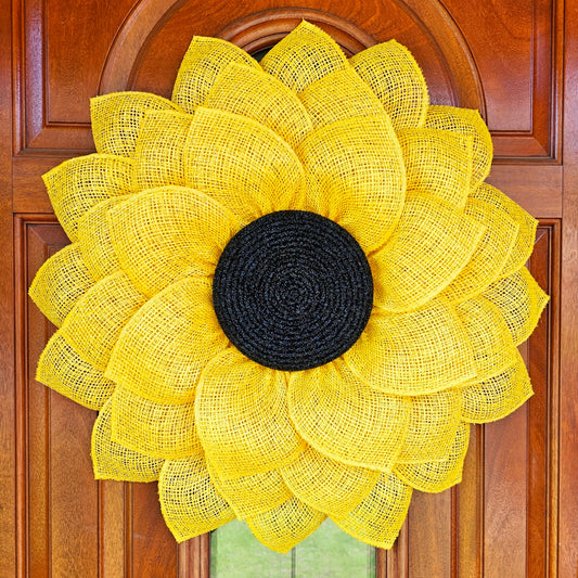 Sunflower Wreath, Front & Double Door Decor, Outdoor Burlap Flower, Spring Summer Fall Porch Decor, Floral Wall Decoration, Home Bling Gift