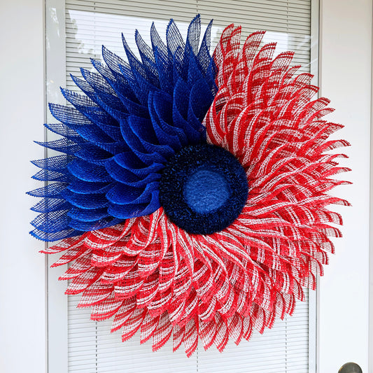 Patriotic Wreath For Front Door, Double Door, Porch Decor, Memorial Day, Fourth Of July 4th, Labor Day, USA American Flag Decoration, Gift