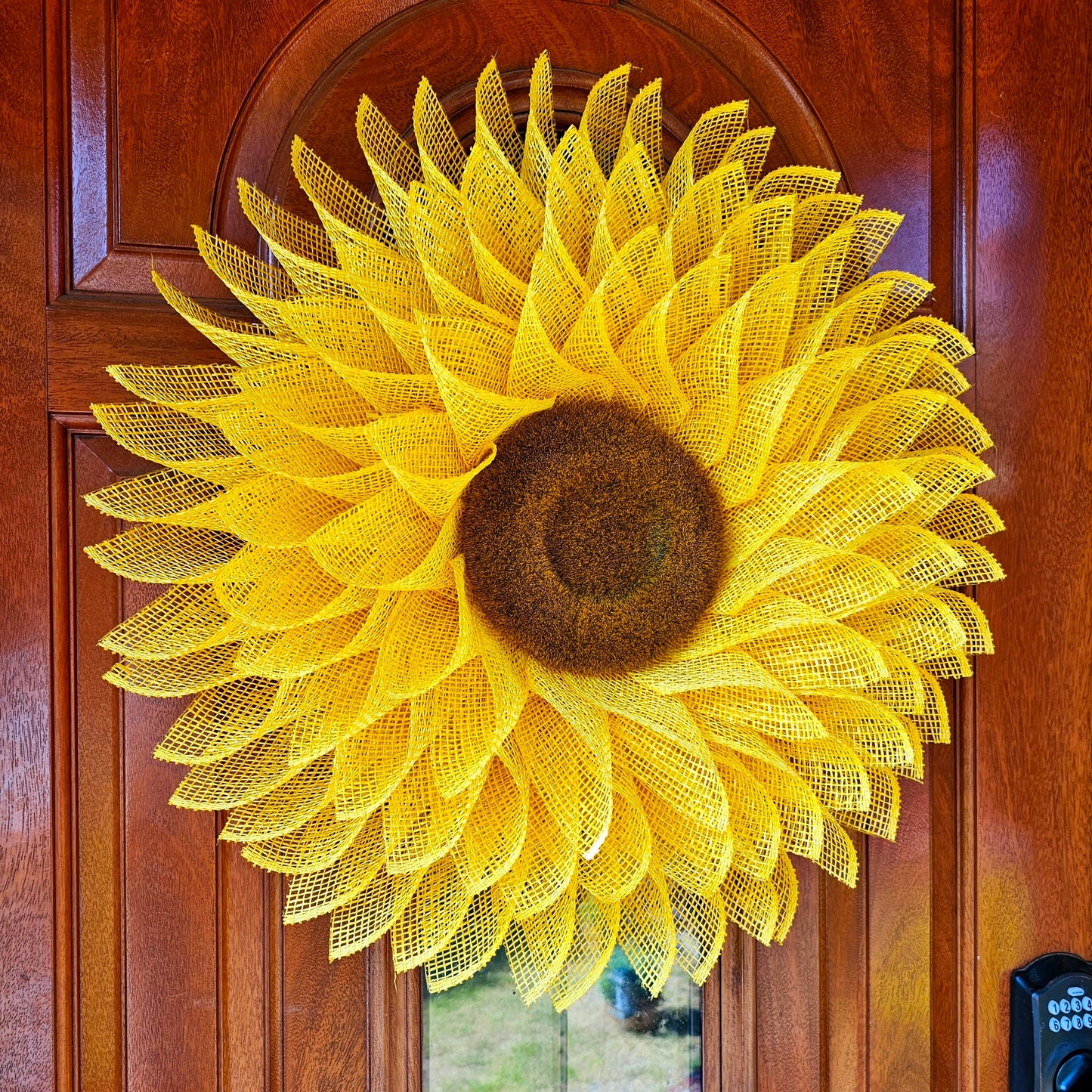 Sunflower Wreath for Front Door Double Door Wreaths Outdoor Spring Summer Fall Floral Home Decor Yellow Burlap Flower Housewarming Gift