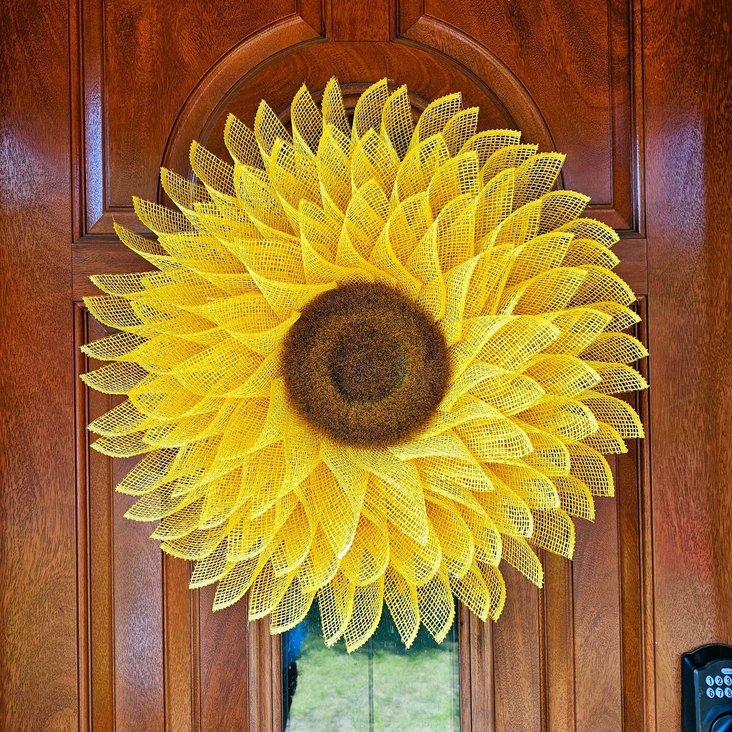 Sunflower Wreath for Front Door Double Door Wreaths Outdoor Spring Summer Fall Floral Home Decor Yellow Burlap Flower Housewarming Gift