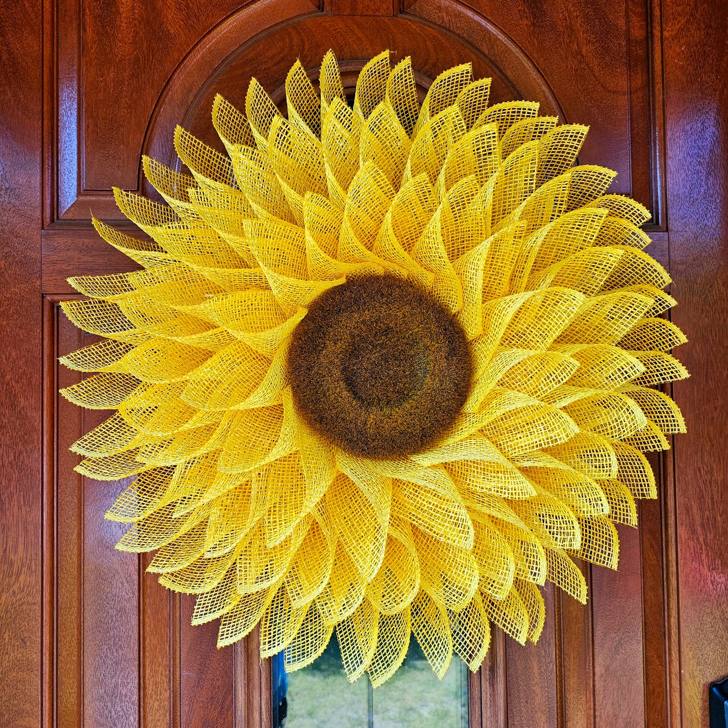 Sunflower Wreath for Front Door Double Door Wreaths Outdoor Spring Summer Fall Floral Home Decor Yellow Burlap Flower Housewarming Gift