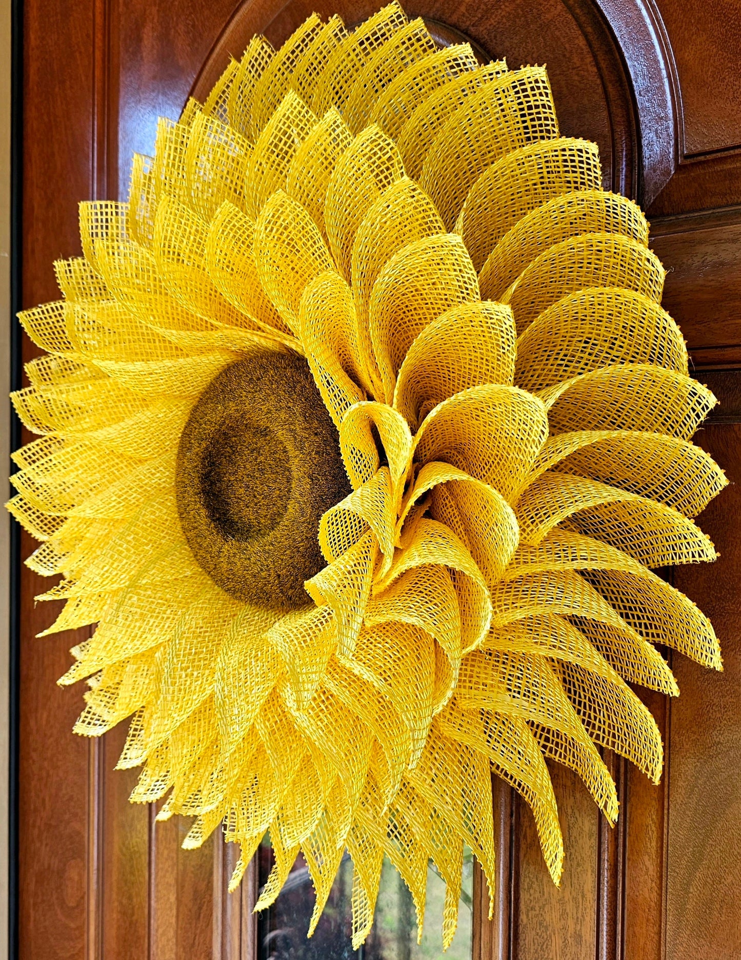 Sunflower Wreath for Front Door Double Door Wreaths Outdoor Spring Summer Fall Floral Home Decor Yellow Burlap Flower Housewarming Gift