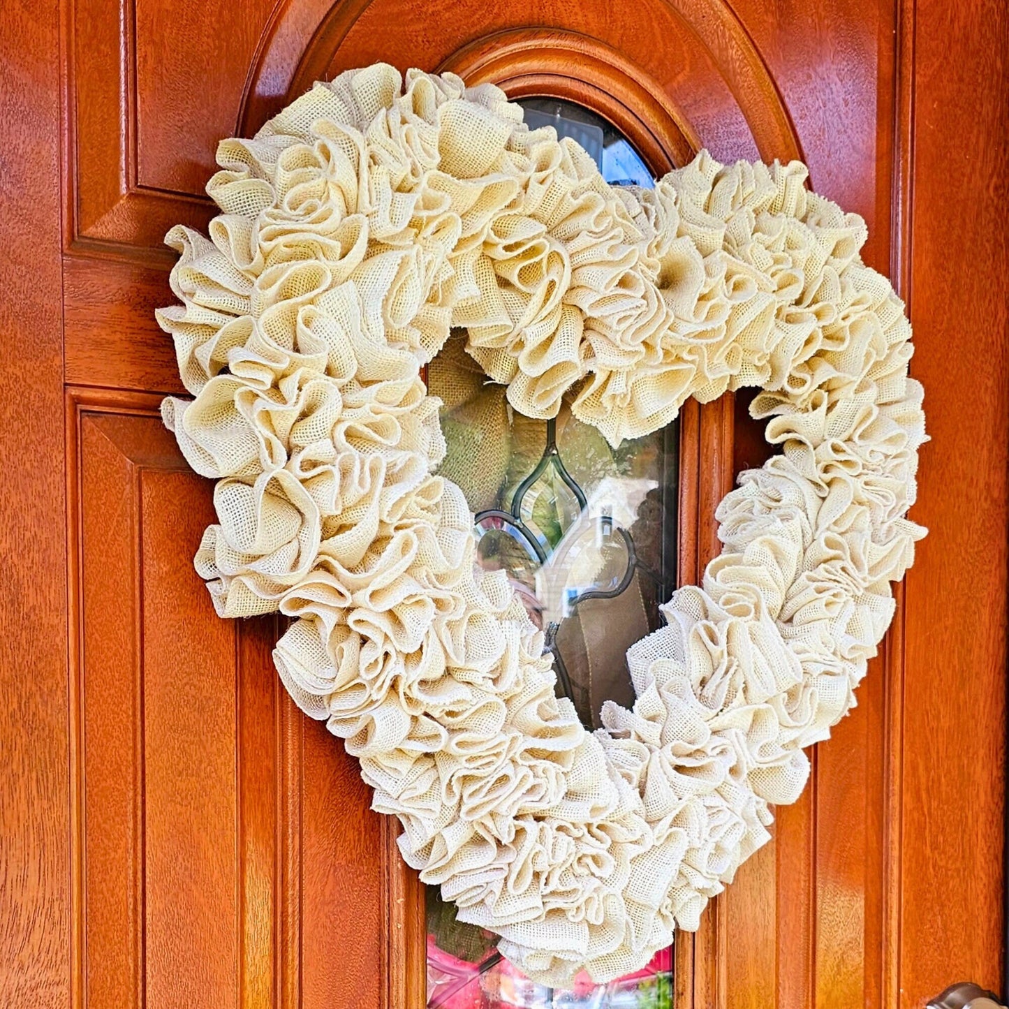 22" Valentine's Day Wreath For Front Door Double Door Wreaths Indoor Outdoor Vday Home Decor Large Burlap Heart Shaped Housewarming Gift