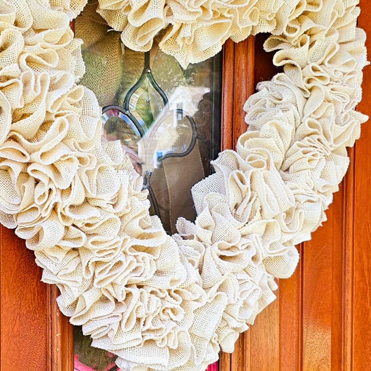 Heart Shaped Burlap Wreath: 22" Rustic Wedding Day Decor