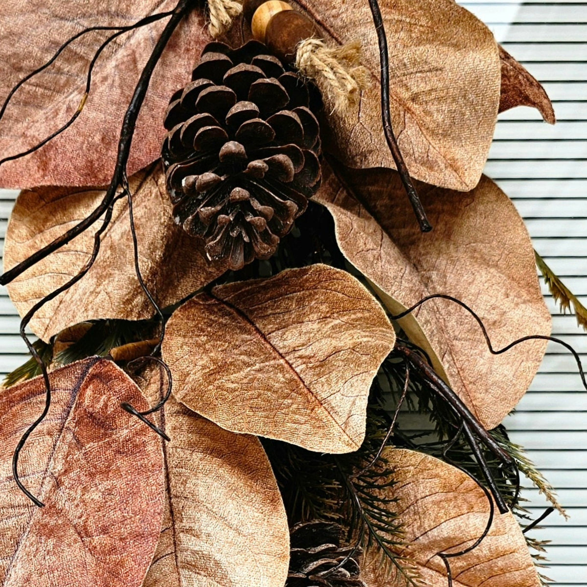 Fall Wreath For Front Door Outdoor Autumn Magnolia Leaf Teardrop Swag Porch Decor