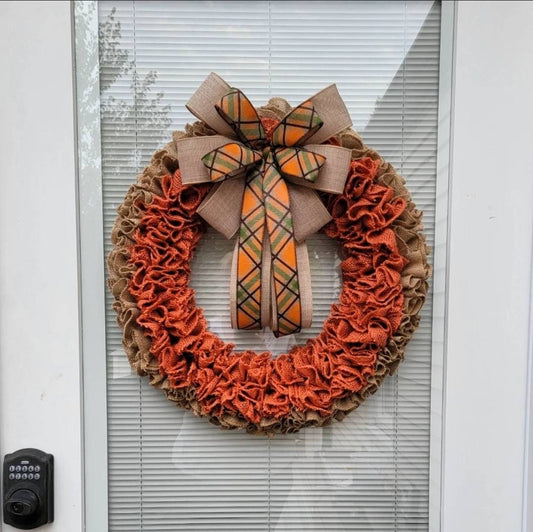 Fall Wreath For Front Door, Double Door Wreaths, Outdoor Autumn Orange & Natural Harvest Decoration, Thanksgiving Porch Decor, Home Gifts