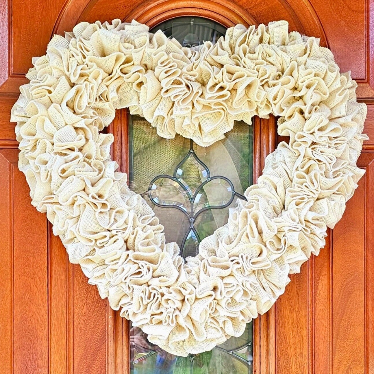 22" Valentine's Day Wreath For Front Door Double Door Wreaths Indoor Outdoor Vday Home Decor Large Burlap Heart Shaped Housewarming Gift