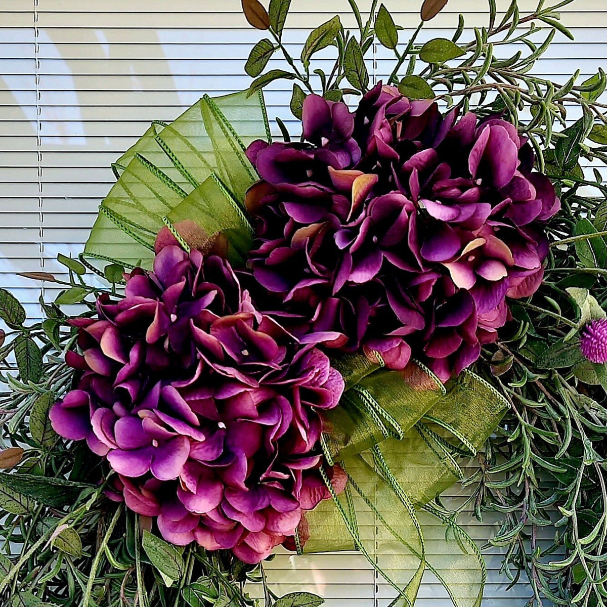 Spring Summer Wreath, Double Door Decor, Hydrangea Wreath, Outdoor Porch Decor, Double Door Wreaths, Grapevine Wreath, Front Door Decor