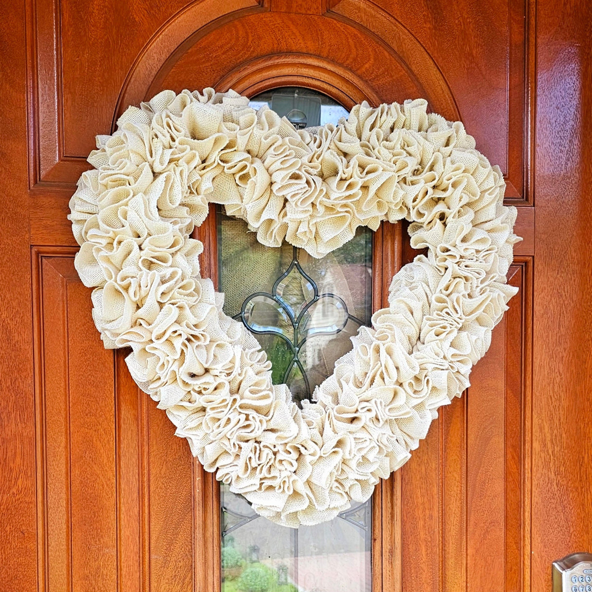 Heart Shaped Burlap Wreath: 22" Rustic Wedding Day Decor