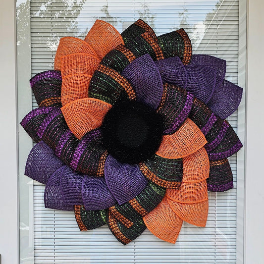 Sunflower Wreath For Front & Double Door, Indoor Outdoor Fall Autumn Seasonal Porch Decor, Halloween Wall Decoration, Home Floral Gift Idea