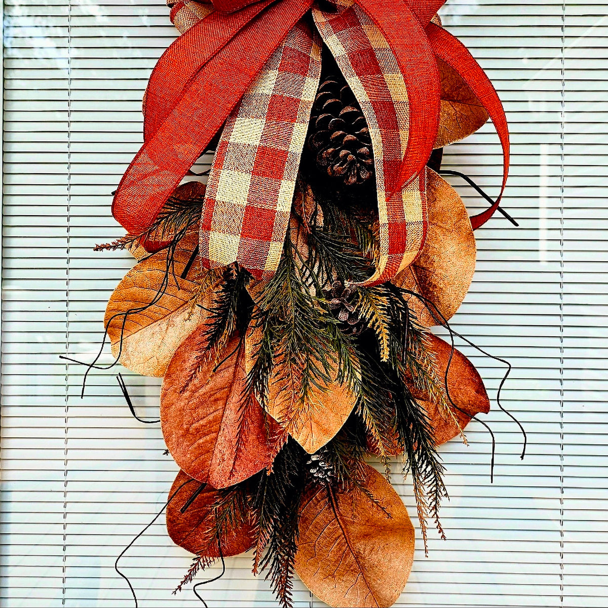 Large Fall Magnolia Leaf Wreath Swag For Front Door Outdoor Double Door Wreaths Long Autumn Decor Outside Porch Decoration