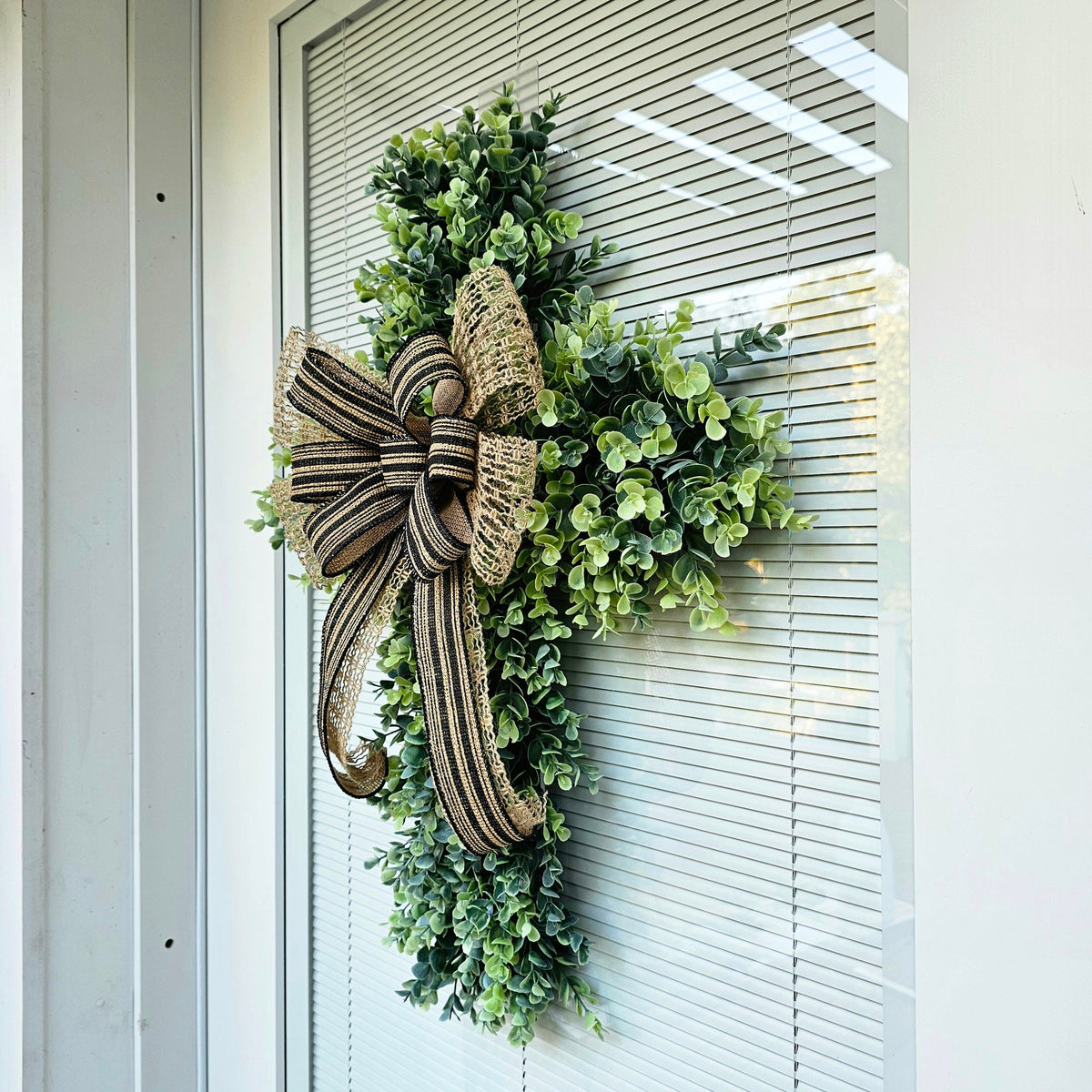 CROSS WREATH For Front Door, Double Door Wreaths, Memorial, Year Round, Wall Decor, Christian Church, Christianity, Religious Gift