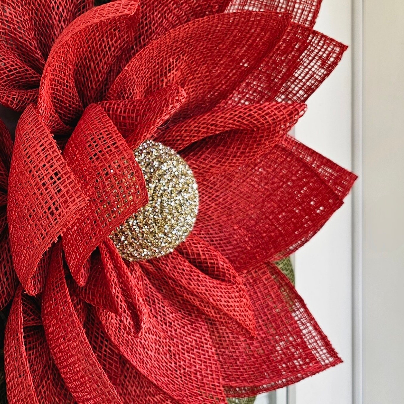 Magnolia Wreath For Front Door, Double Door Wreaths, Outdoor Spring Summer Fall Winter Decor, Christmas Red Burlap Flower, Bling Home Gifts