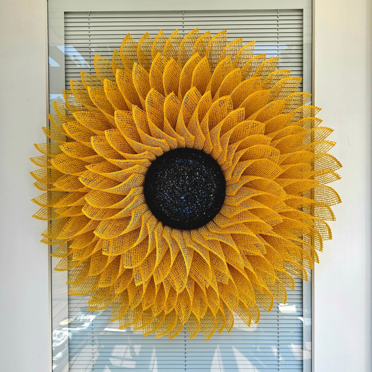 Handmade Sunflower Wreath For Front Door, Double Door, Extra Large Outdoor Yellow Burlap Flower, Spring Summer Fall Winter Porch Decor, Gift