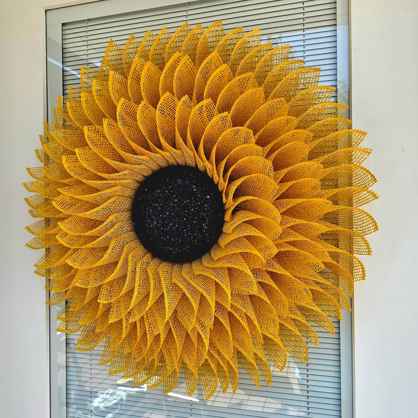 Handmade Sunflower Wreath For Front Door, Double Door, Extra Large Outdoor Yellow Burlap Flower, Spring Summer Fall Winter Porch Decor, Gift