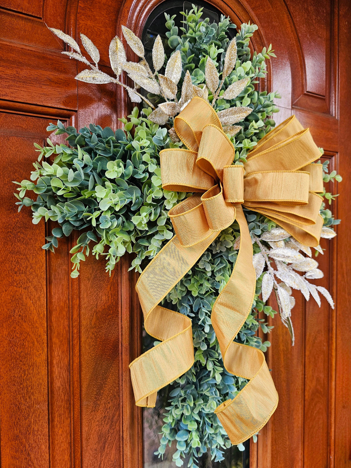 Boxwood Cross Wreath for Front Door, Farmhouse Religious Decor, Easter & Lent Cross Wreaths, Christian Door Hanger