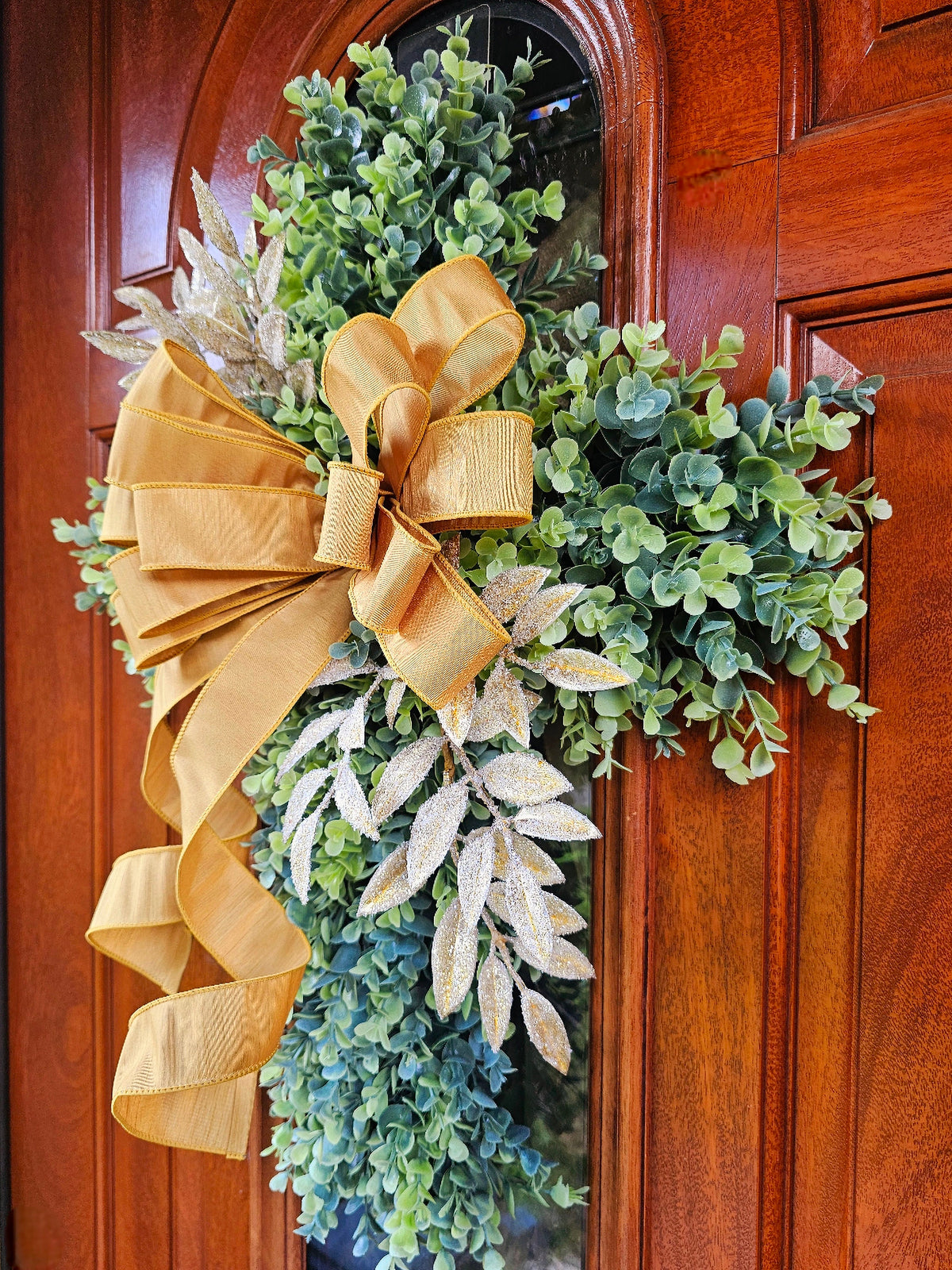 Boxwood Cross Wreath for Front Door, Farmhouse Religious Decor, Easter & Lent Cross Wreaths, Christian Door Hanger