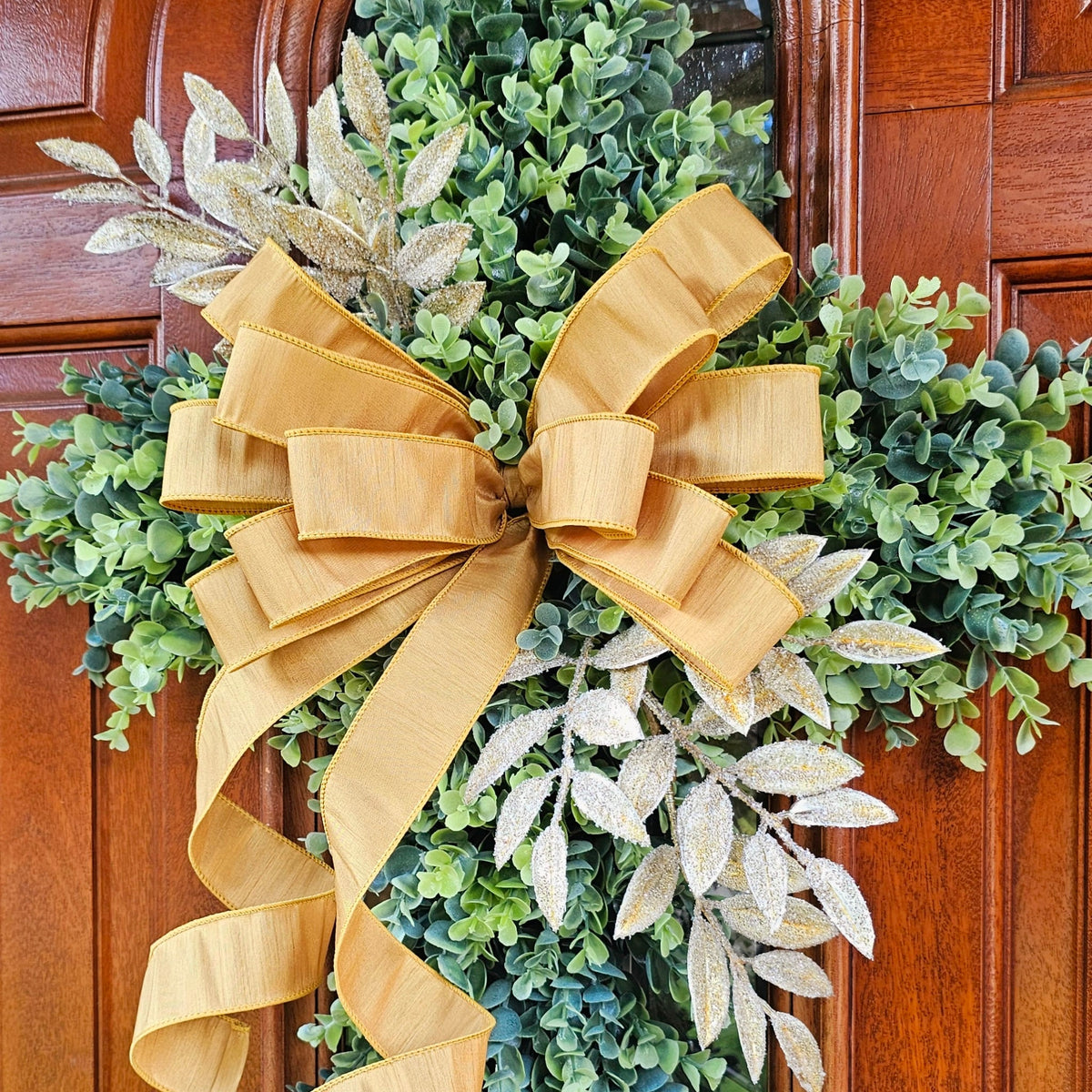 Boxwood Cross Wreath for Front Door, Farmhouse Religious Decor, Easter & Lent Cross Wreaths, Christian Door Hanger