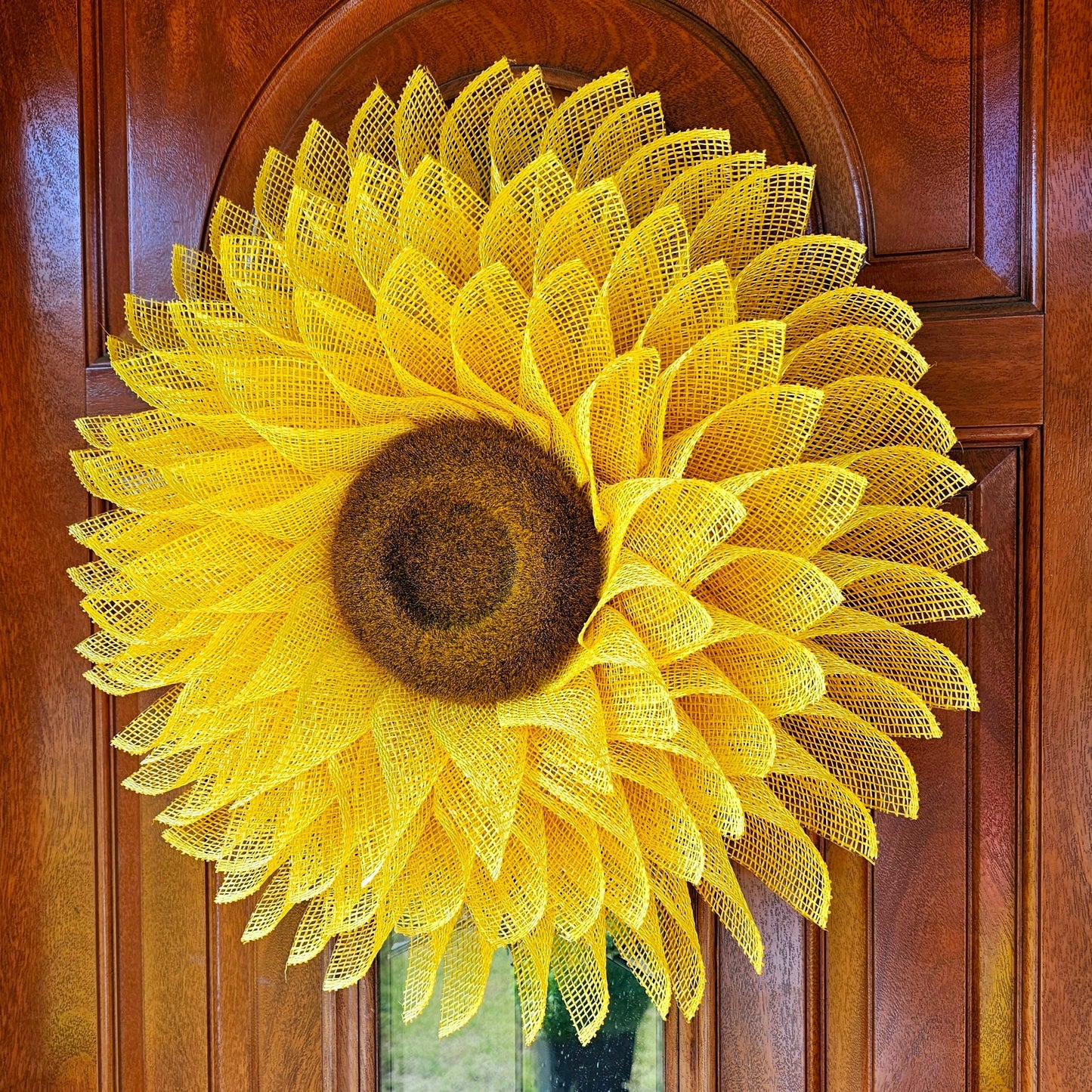 Sunflower Wreath for Front Door Double Door Wreaths Outdoor Spring Summer Fall Floral Home Decor Yellow Burlap Flower Housewarming Gift