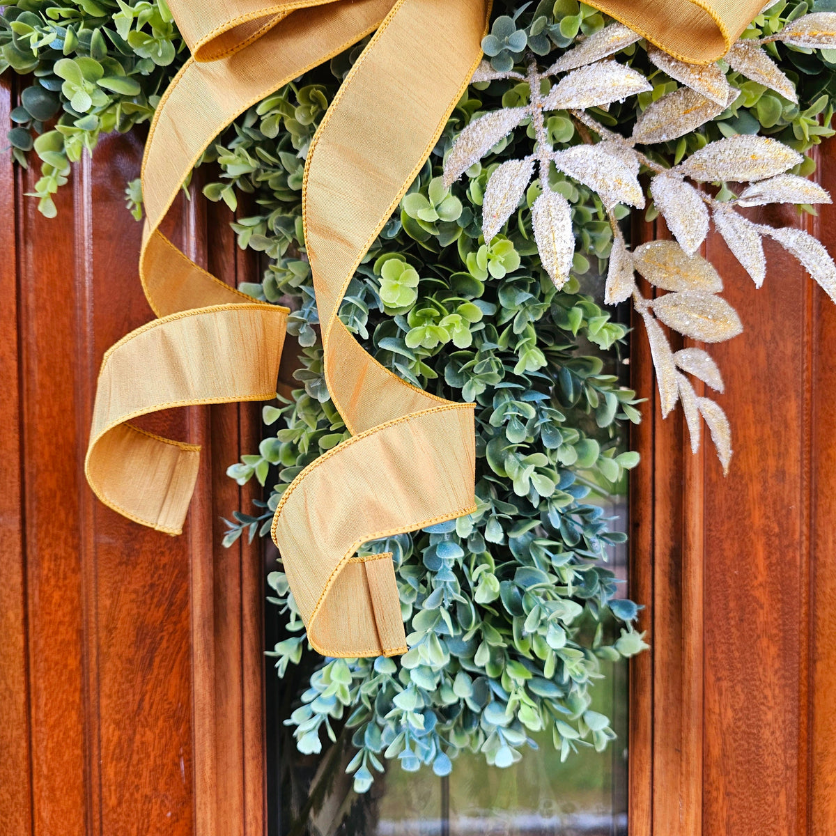 Boxwood Cross Wreath for Front Door, Farmhouse Religious Decor, Easter & Lent Cross Wreaths, Christian Door Hanger