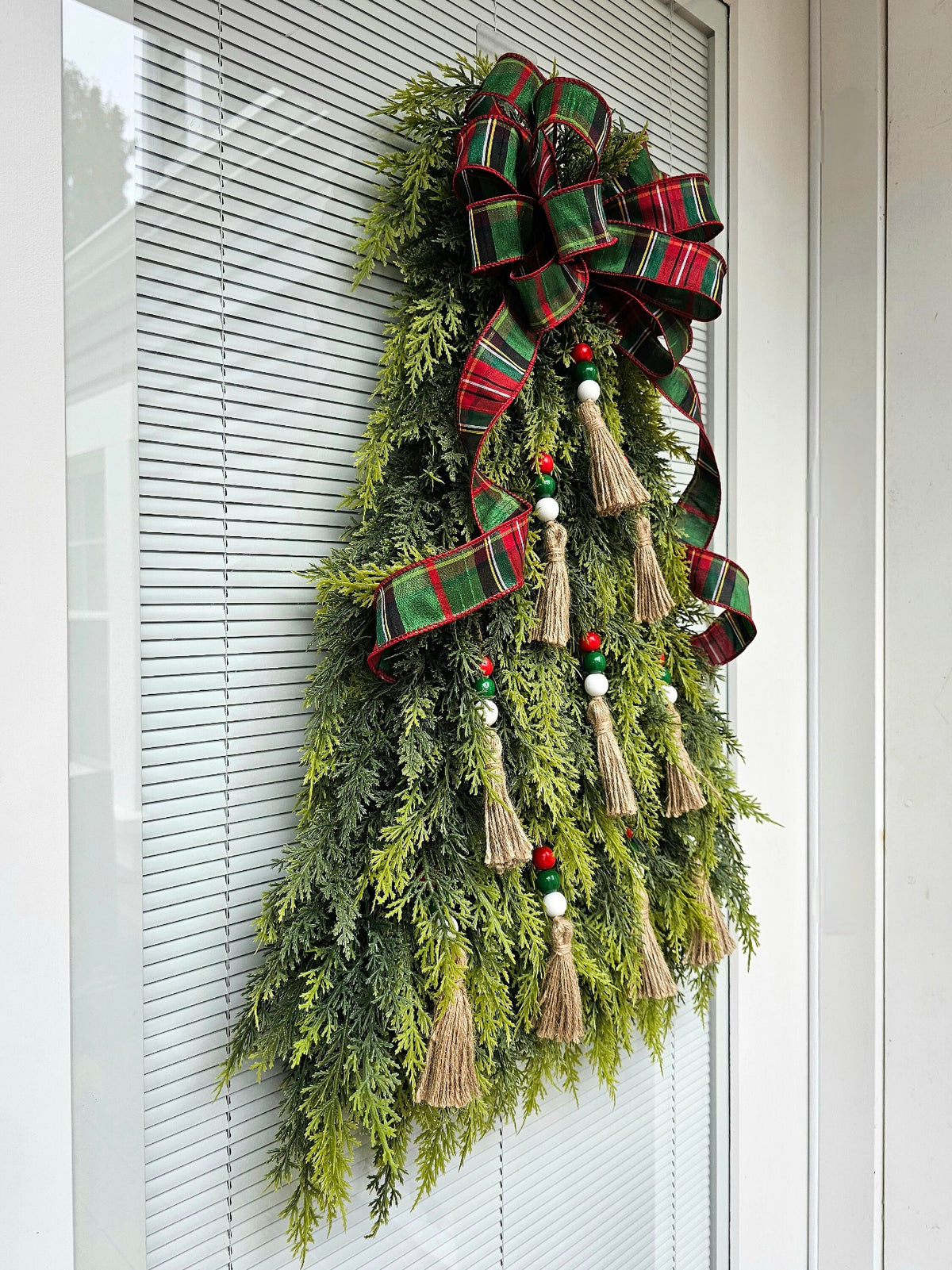 Large Christmas Wreath For Front Door Outdoor Double Door Wreaths Holiday Decor Xmas Teardrop Swag Outside Porch Decoration
