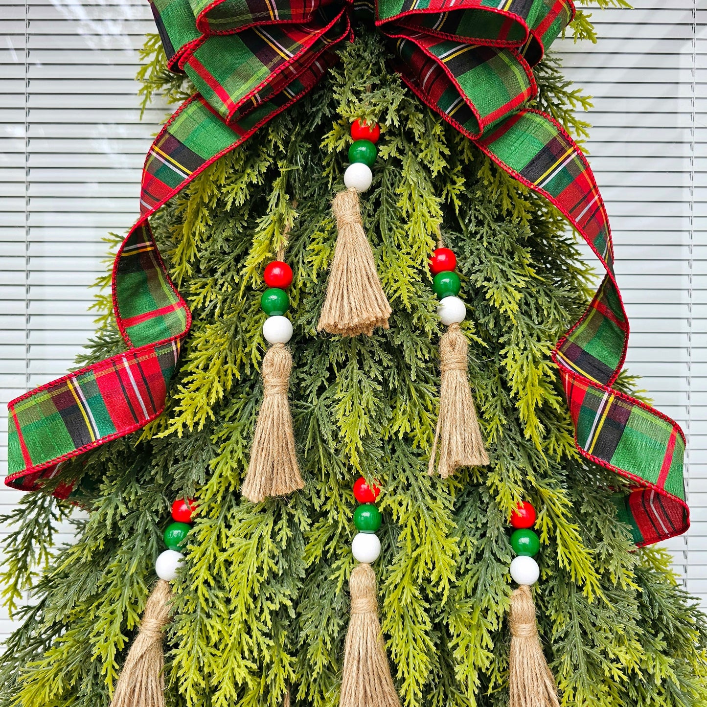 Outdoor Christmas Wreath For Front Door, Double Doors & Porch Decor, Large Outside Xmas Holiday Evergreen Winter Real Touch Cedar Tree Swag