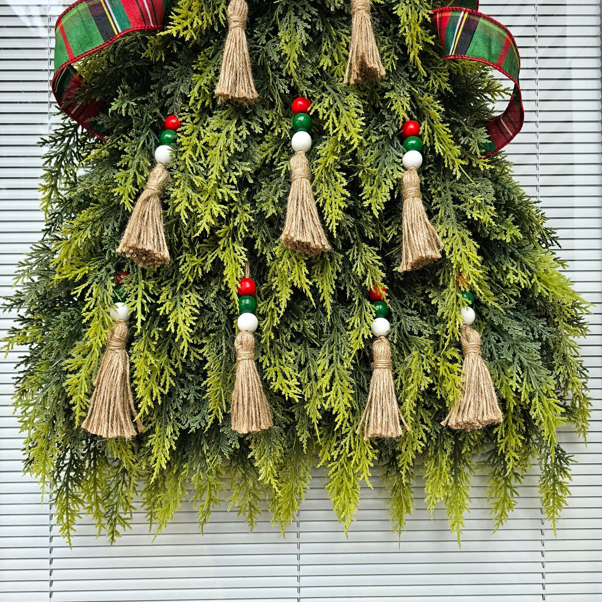 Large Christmas Wreath For Front Door Outdoor Double Door Wreaths Holiday Decor Xmas Teardrop Swag Outside Porch Decoration