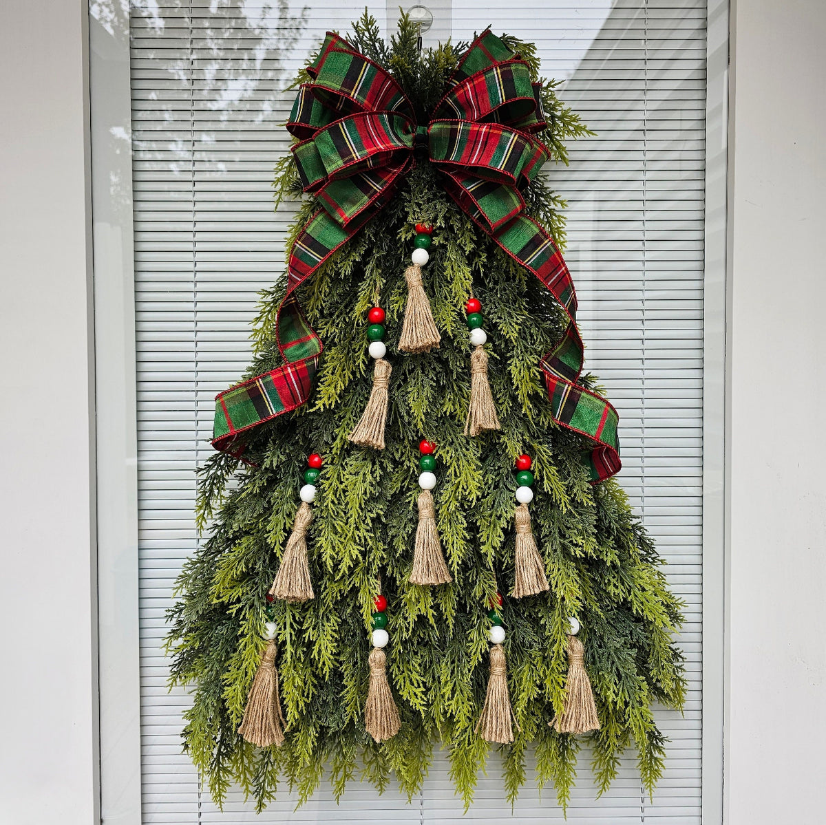 Large Christmas Wreath For Front Door Outdoor Double Door Wreaths Holiday Decor Xmas Teardrop Swag Outside Porch Decoration