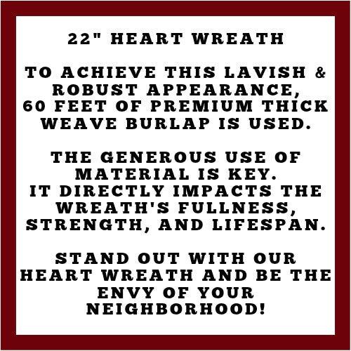 22" Valentines Day Wreaths For Front Door Decor Outdoor Red Burlap Heart Shaped Hanger