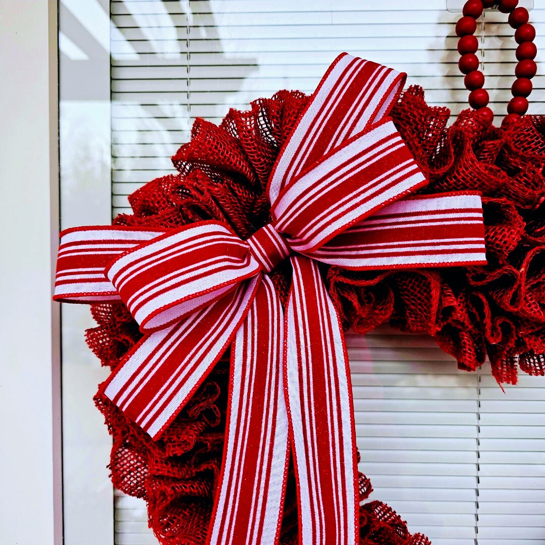 Valentine's Day Wreath For Front Door Decor Heart Shaped Burlap Hanger