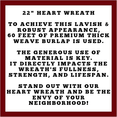 22" Valentine Day Wreath For Front Door Decor Large Red Burlap Heart Hanger