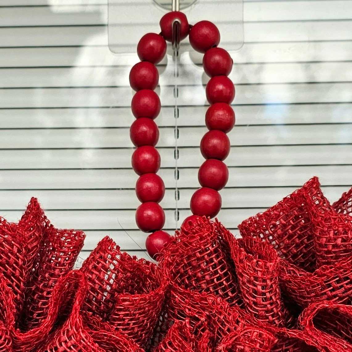 VALENTINES DAY WREATH For Front Door Outdoor Double Door Wreaths Vday Porch Decor - 22" Red Heart Shaped Burlap Wreath