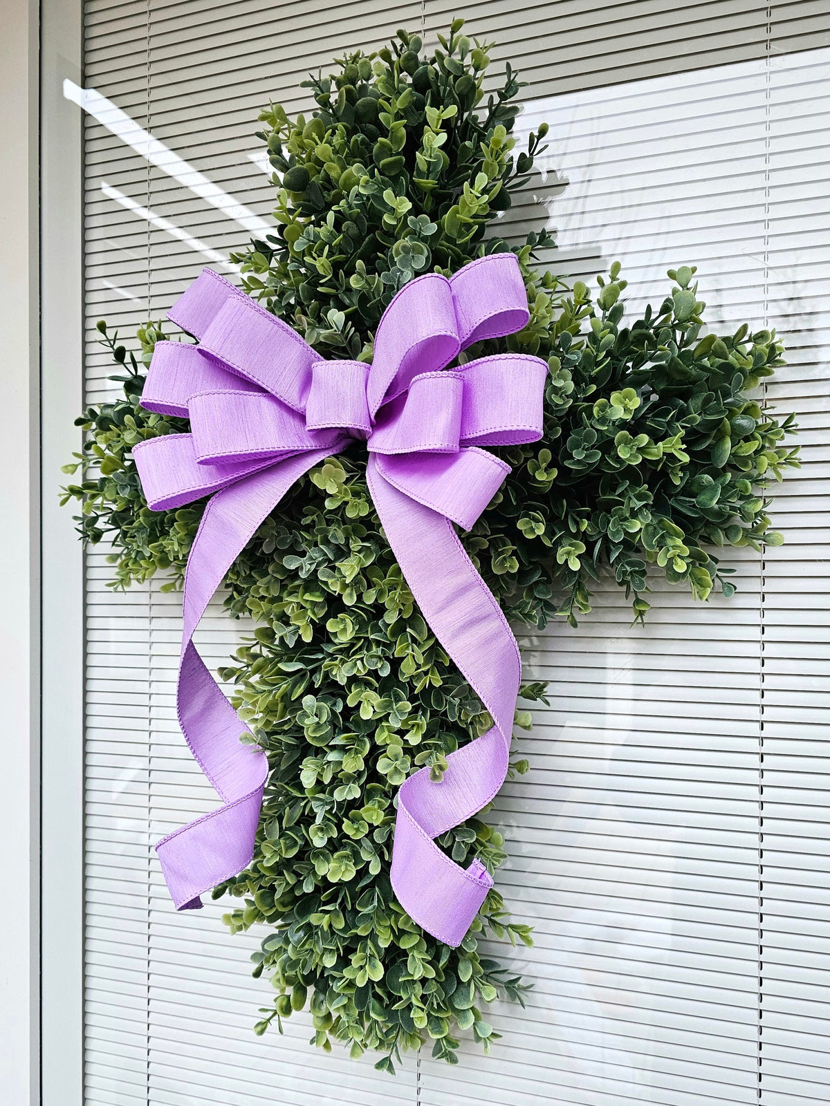 EASTER CROSS WREATH For Front Door, Double Door Wreaths, Memorial, Year Round, Religious Wall Decor, Christian Church, Christianity Gift