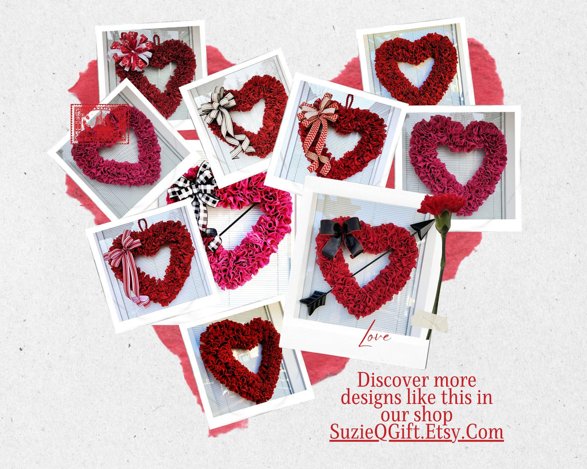 Valentine's Day Wreath For Front Door Decor Heart Shaped Burlap Hanger