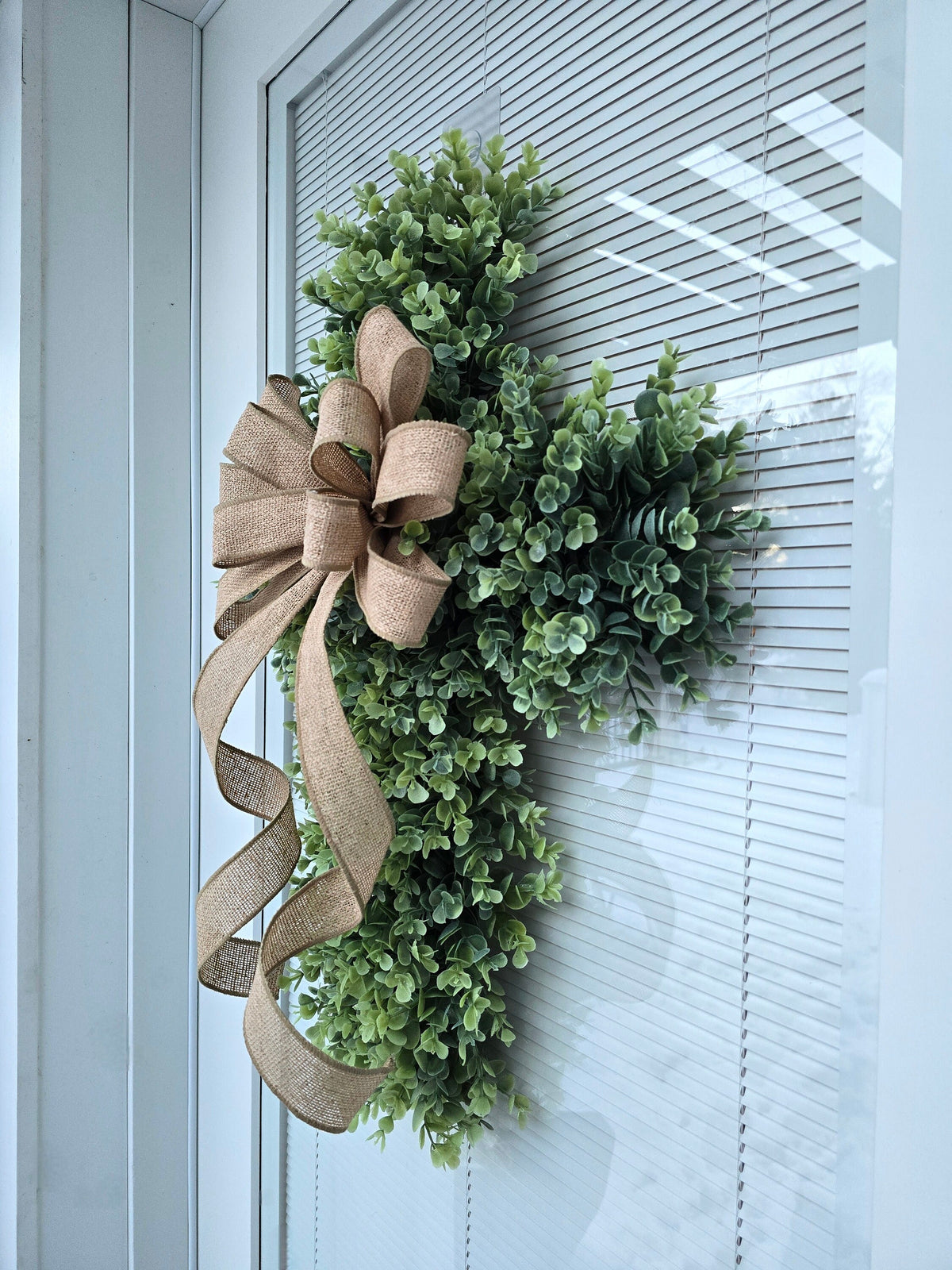 Easter Cross Wreath for Front Door, Lent, Porch Decor, Religious Decoration, Memorial, Christian Church Door Hanger, Double Door Wreaths