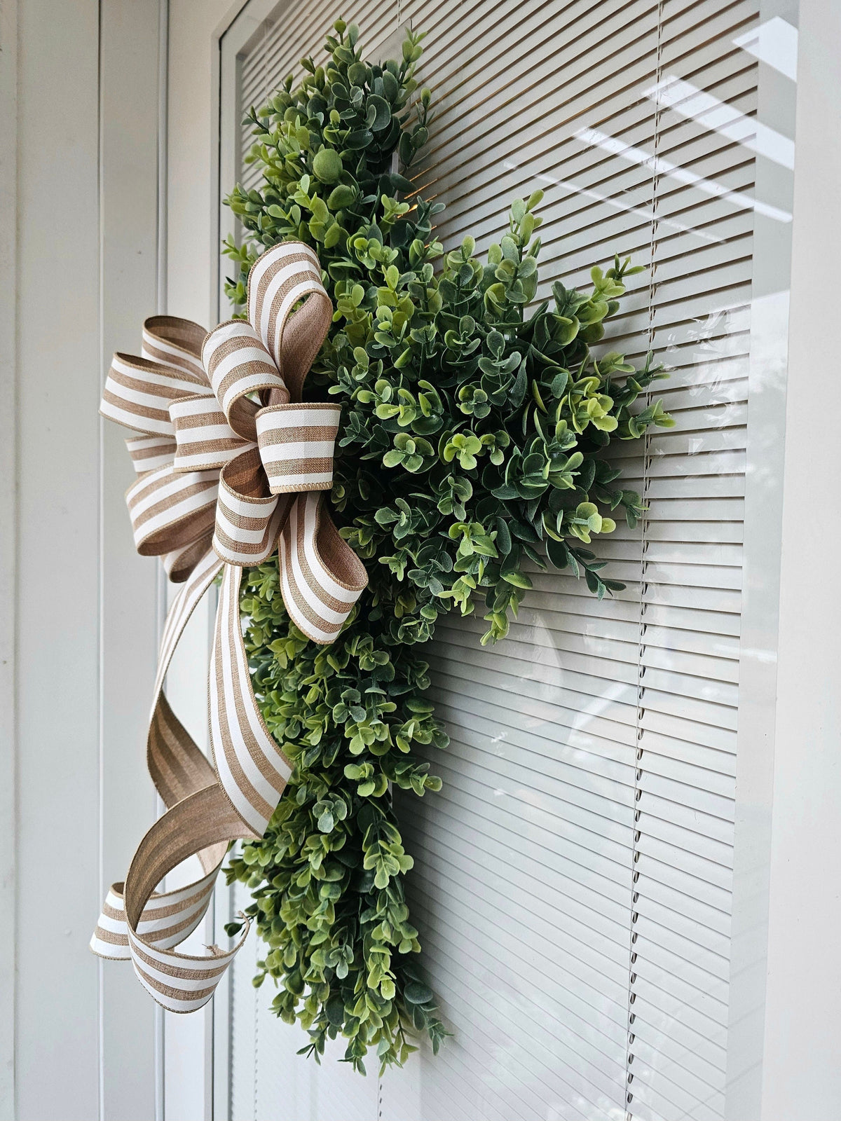 EASTER CROSS WREATH For Front Door, Double Door Wreaths, Memorial, Year Round, Religious Wall Decor, Christian Church, Christianity Gift