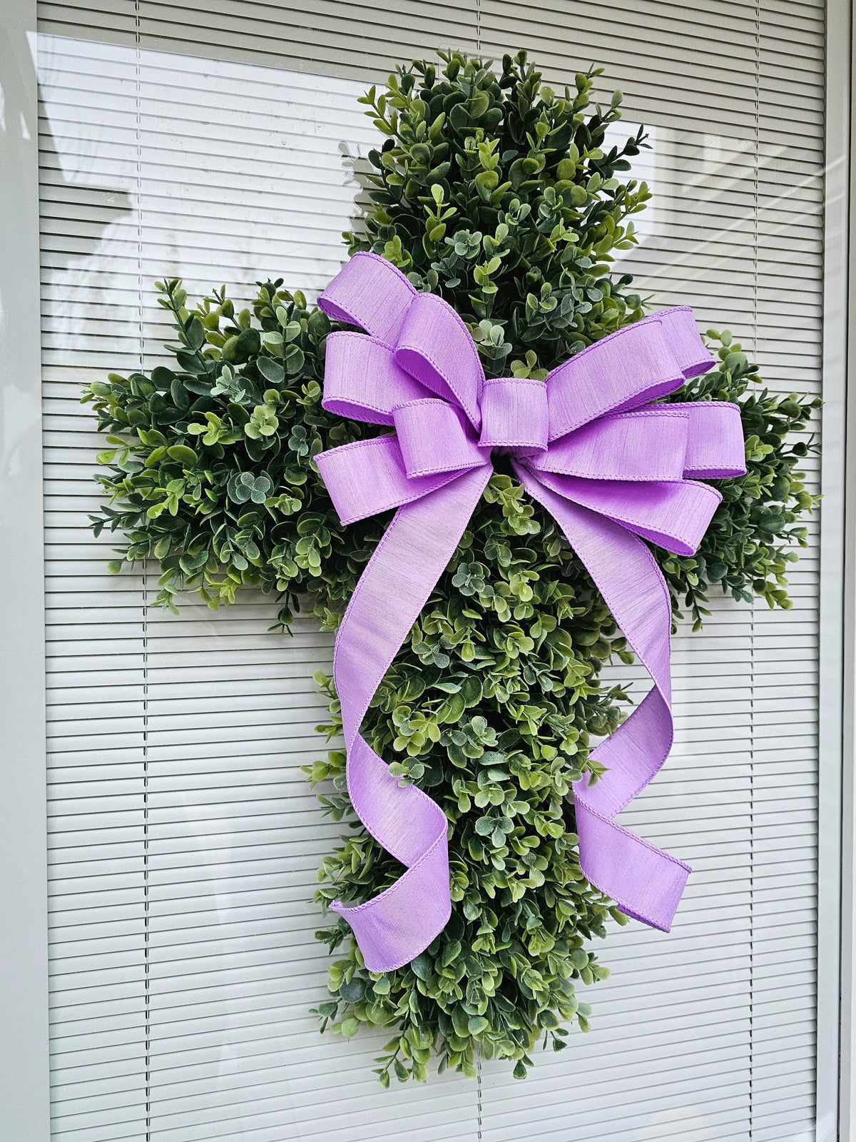 EASTER CROSS WREATH For Front Door, Double Door Wreaths, Memorial, Year Round, Religious Wall Decor, Christian Church, Christianity Gift