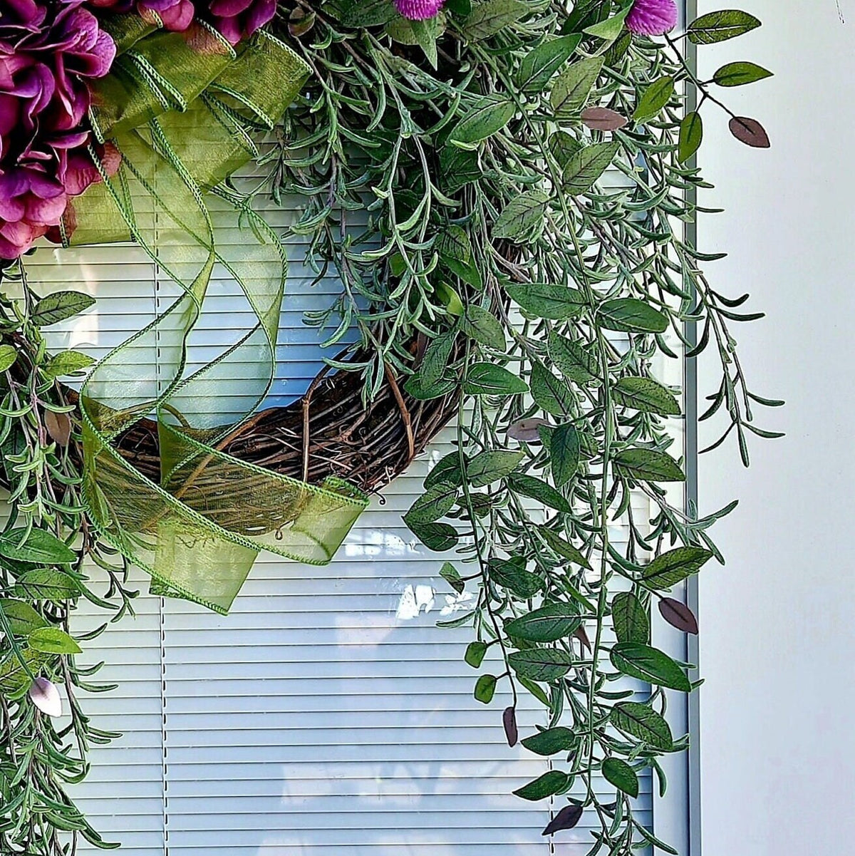 Hydrangea Grapevine Wreath: XL Outdoor Front Door Decor